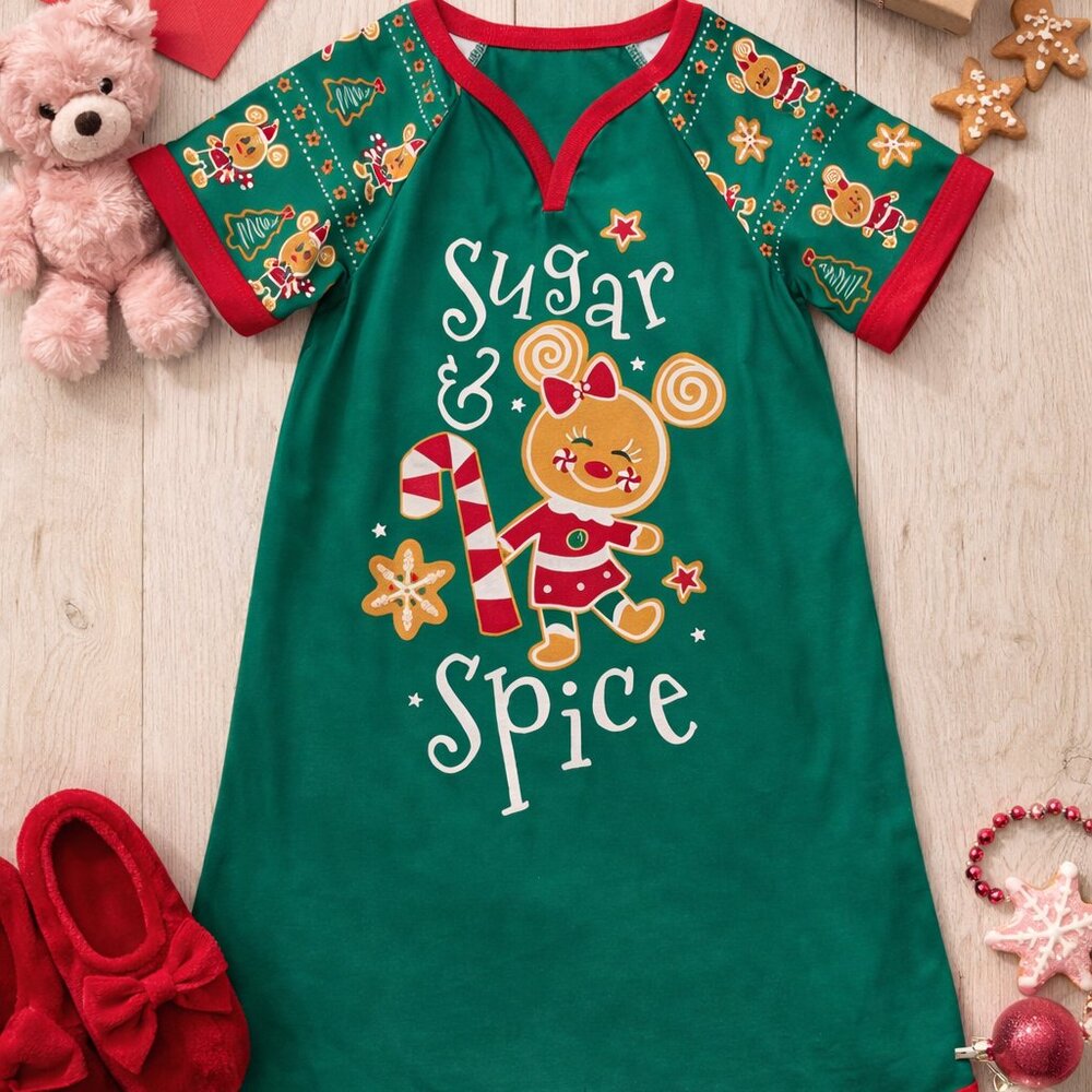 Disney Size 4 Toddler Girls Sugar & Spice Gingerbread Minnie Nightgown PJs NWT - Picture 2 of 4